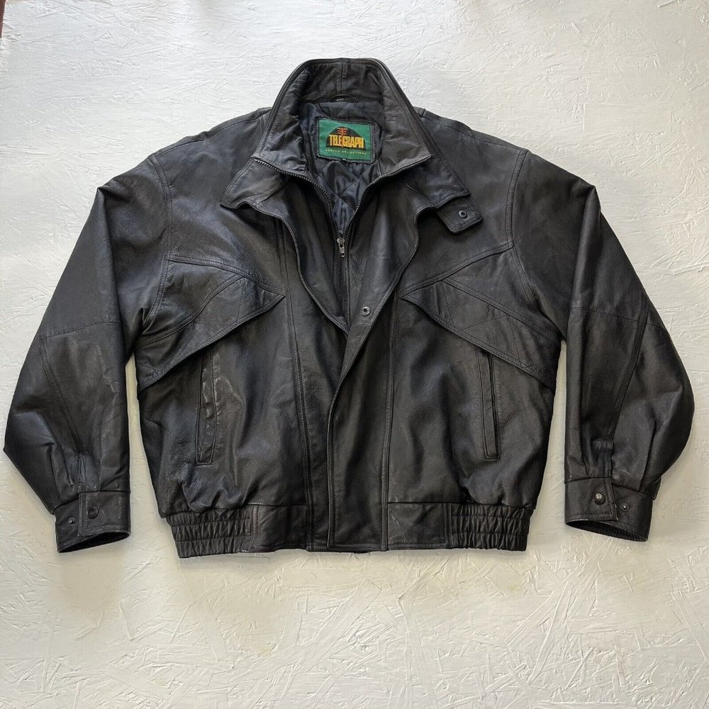 Vintage 70s-80s Telegraph by Coopers Collection Leather Biker Jacket Size XL